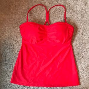 Athleta tankini top red w removable straps 36 d/dd